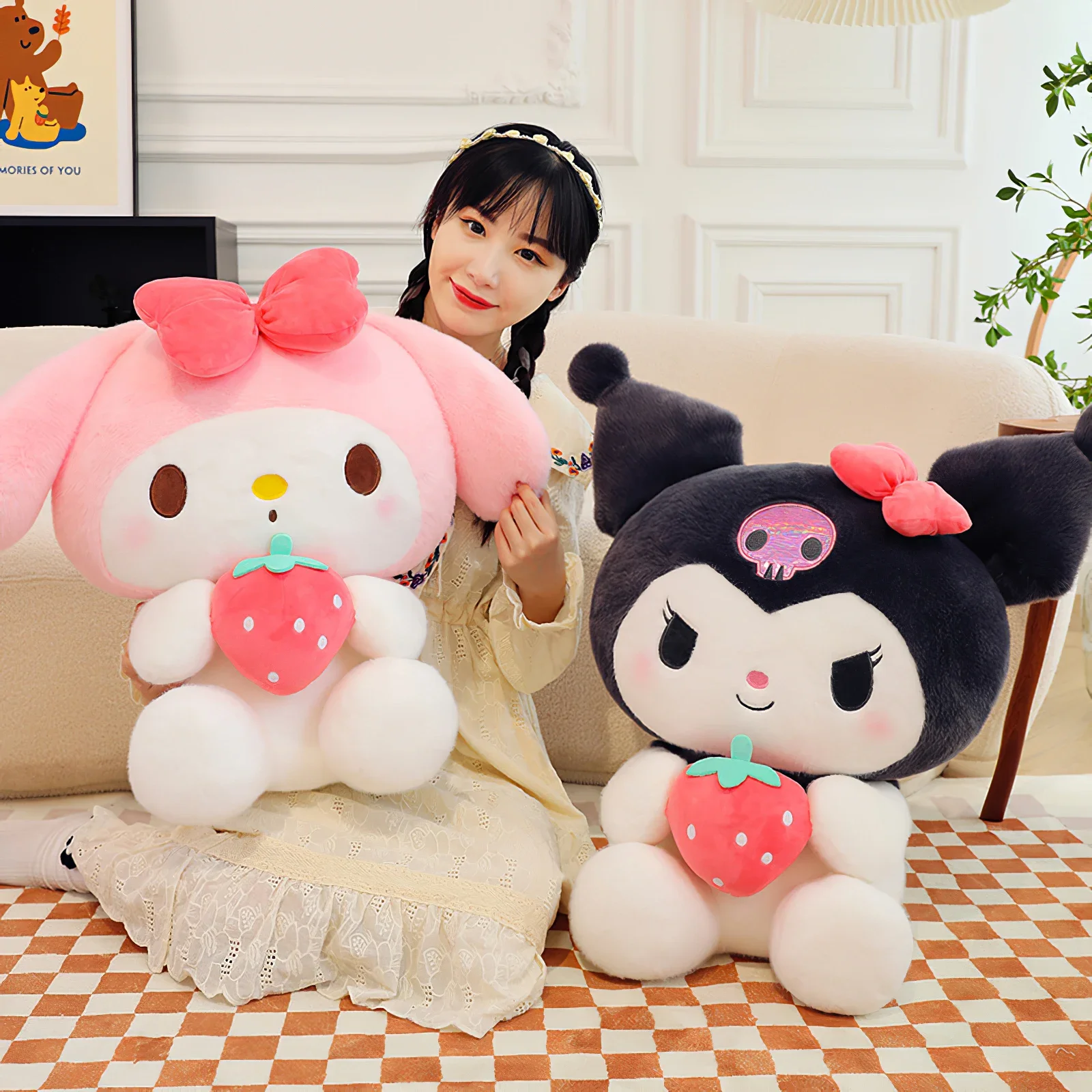 30cm Cute Sanrio Kuromi Plush  Kawaii Strawberry My Melody Plushies Soft Stuffed - £23.39 GBP