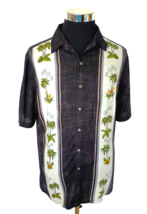 Batik Bay Island Casual Shirt Men&#39;s Size Large Black Green Ivory Short Sleeves - £15.03 GBP