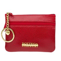 Bottega Fiorentina Italian Made Red Lizard Print Leather Small Womens Key Case - £118.29 GBP