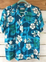 Jane Ashley Women&#39;s S Hibiscus Tropical Hawaiian Blouse S/S Btn Frnt Top... - $18.61