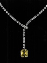 24Ct Cushion Yellow Simulated Diamond Tennis Necklace 925 Silver Gold Pl... - £209.92 GBP
