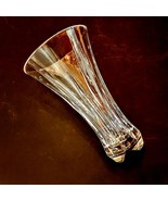 Lead Crystal Trumpet Vase 9&quot; Vertical Line Pattern Lug Base Elegant Home... - £25.03 GBP