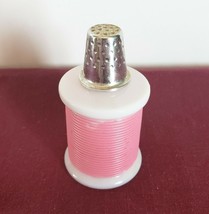 Vintage Avon Milk Glass Thimble Thread Spool Perfume Bottle Empty - $9.89