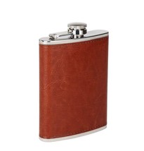 Stainless Steel &amp; Leather Hip Flasks Whiskey Alcohol Drinks Holder Pocket 210ml - £20.61 GBP