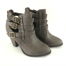 Forever Womens Ankle Booties Boots Block Heel Faux Leather Zipper Buckle... - $28.91