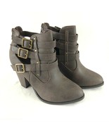 Forever Womens Ankle Booties Boots Block Heel Faux Leather Zipper Buckle... - £22.65 GBP