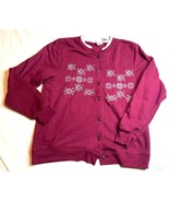 Vintage Hartfield Design Sweatshirt Women Medium Red Burgundy Cardigan C... - $9.36 CAD