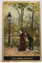 Couple She Walks Away, &quot;I am deeply Touched&quot; 1910 Postcard A18 - £6.25 GBP