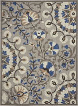 10' X 13' Grey Floral Non Skid Indoor Outdoor Area Rug - €492,58 EUR