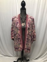 Knox Rose Paisley Kimono Womens Medium Large Pink Blue Open Front Cardigan - $16.65