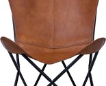 Leather Butterfly Chair Tan Leather Butterfly Chair Living Room Chair Le... - $201.99