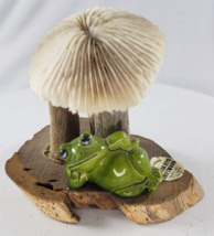 Mid-Century Magic Mushroom Sculpture Coral Driftwood Ceramic Frog Vintage - £39.68 GBP