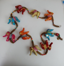 Handmade Colorful beaded String 9 Elephant Door Chime Wind Chime Hindu - $20.36