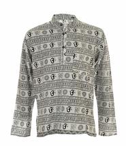 Nepal Fashion Om Print Cotton Hippie Shirt for Unisex (Large, Black) - £15.28 GBP