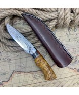 Handmade Damascus VG10 Hunting Knife Hunting Fixed Blade with Leather Sh... - $1,787.54 MXN