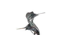 Two Bills Sailfish and Marlin Statue Hand Painted Accents - £473.74 GBP