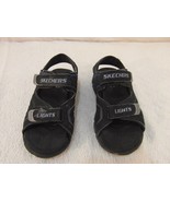 CHILDREN YOUTH BOY&#39;S sz2 SKECHERS LIGHTS BLUE BLACK HOOK &amp; LOOP SANDLES ... - $15.28 CAD
