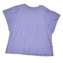 GAP Women&#39;s Denim Lace Shirt Ruffles Sleeves Top Shirt Blouse Size Large Lace - £11.16 GBP