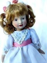 Vintage Porcelain Doll Marked 982 Blond Curls Floral Headband. 8 1/2&quot; - £17.21 GBP
