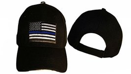 K&#39;s Novelties 2 Thin Blue Line USA Police Memorial American Black Embroidered Ca - $39.88