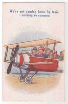 We Are Coming Home By Bi Plane Not By Train Holiday 1910s postcard - £5.14 GBP
