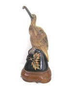 Vintage Bird Sacred Ibis Hand Carved Buffalo Horn Figurine Wood Stork sc... - $36.62