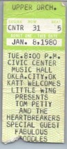 Tom Petty &amp; The Heartbreakers Concert Ticket Stub January 8 1980 Oklahom... - £42.66 GBP