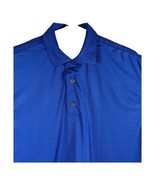 Footjoy Mens Medium Polo Shirt Royal Blue Stretch Geometric All Over Print - $33.17