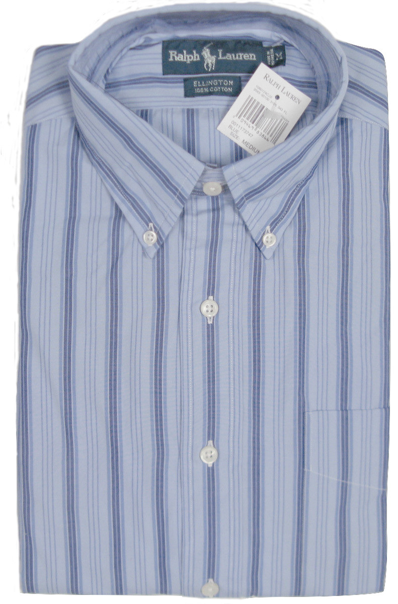 NEW Polo Ralph Lauren Shirt!  Blue with Stripe  Navy Player  Ellington S... - $42.99