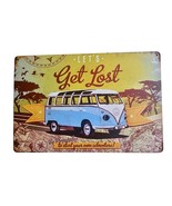 Retro Tin Sign Lets Get Lost Bus Peace Sign Adventure Good Times Man Cav... - $8.91