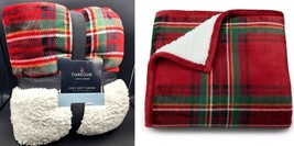 Cuddl Duds Cozy Plush Sherpa Reversible Throw Blanket-Red Green Tartan Plaid $50 - £25.77 GBP