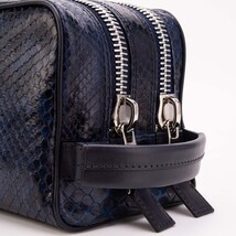 The Belluno Navy Blue Python Leather Men’s Essentials Bag image 3