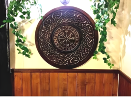 Shield Viking Norse Medieval Wooden Carving Round Celtic Ornament Battle... - $135.00