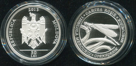Moldova. 50 Lei. 2013 (Silver. Coin KM#NL. Proof) Southern Damselfly - £61.92 GBP