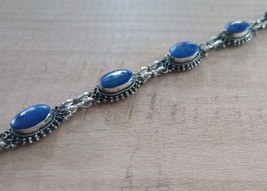 Vintage 925 Sterling Silver Lapis Stone 7 In Long Bracelets Free Shipping - $841.04 MXN