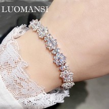 Real S925 Silver Sun Flower Bracelet High Carbon Diamond Gemstone Bracelet for W - £44.43 GBP