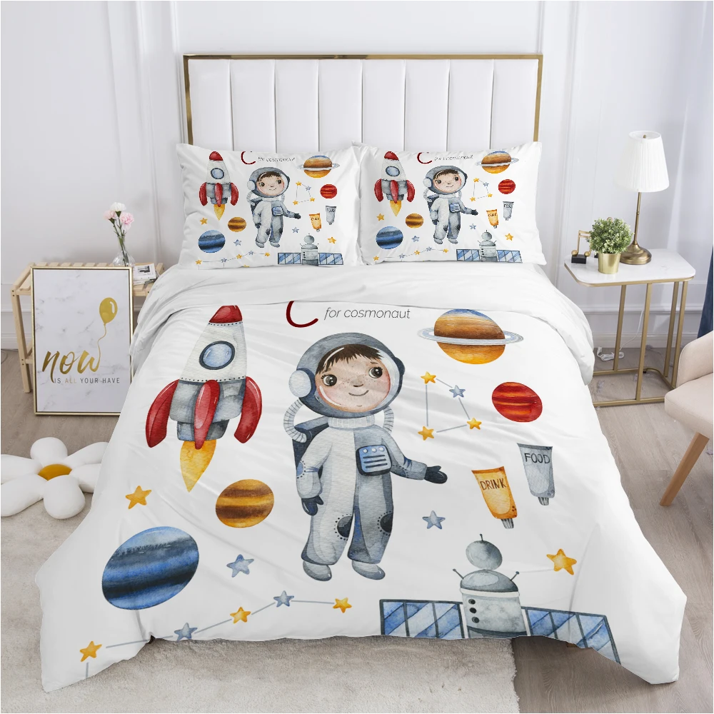 Astronaut Children Bedding Set for Kids Baby Child King Queen Quilt Cartoon - £21.08 GBP+