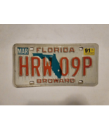 1991 Florida License Plate # HRW 09P Broward County-MAN CAVE-LOUNGE-SHOP - €12,22 EUR