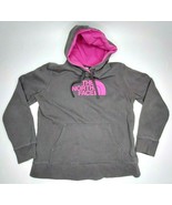 The North Face Grey Hoodie w/ Pink Graphic Spellout Logo Women&#39;s Size Large - £18.83 GBP