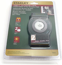 NEW STANLEY TIMEIT Outdoor Twin/24 Hour Mechanical Timer 2 OUTLETS - $14.99