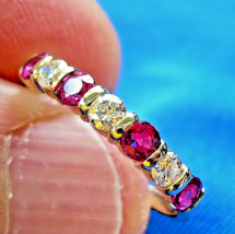 Earth mined Diamond Ruby Deco Wedding Band Vintage Style Design Anniversary Ring - £1,174.56 GBP