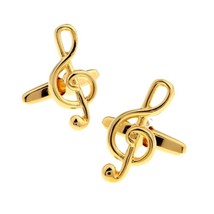 TREBLE CLEF CUFFLINKS Music Musician Groom Wedding Father&#39;s Day Gold w G... - $223.24 MXN