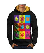 Wellcoda Weed Cannabis Leaf Rasta Mens Contrast Hoodie, Pop Casual Jumper - £31.10 GBP
