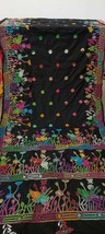 Black kantha stitch saree on blended bangalore silk for womans cloth - $100.00