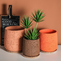 Nordic Cement Flowerpot Creative Volcanic Rock Breathable Greenery Potted Pot Wi - £32.92 GBP+