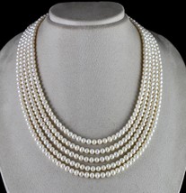 Genuine Fresh Water Pearl Beads Round 5 L 525 Carats Gemstone Fashion Necklace - £313.78 GBP