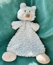 Demdaco Blue Chenille Teddy Bear Security Blanket Plush Lovey Rattle  - £16.17 GBP