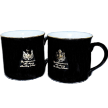Discontinued Set of Two (2) Black Gevalia Kaffe King of Sweden Warrant Gold Logo - £29.75 GBP
