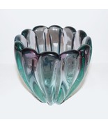 LOVELY VINTAGE ALFREDO BARBINI MURANO ART GLASS RIBBED TURQUOISE/PURPLE ... - $744.70 CAD