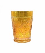 Vintage Carnival Glass Cup Iridescent Tumbler Water Marigold Orange Swirl - $80.67 CAD